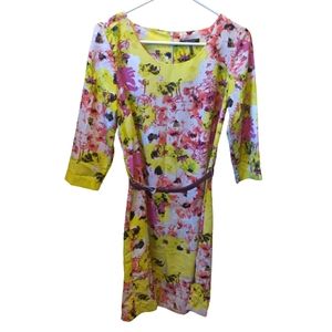 Yellow & Pink Floral Sheath Dress Small